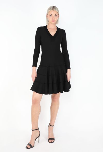 Alaïa 2009 Black Wool Flare Long Sleeve Dress - 1