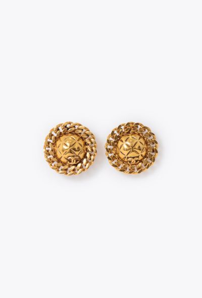 Chanel '80s Quilted Chainlink Clip Earrings - 1