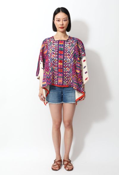 World Treasures Vintage Embroidered Mexican Poncho - 2