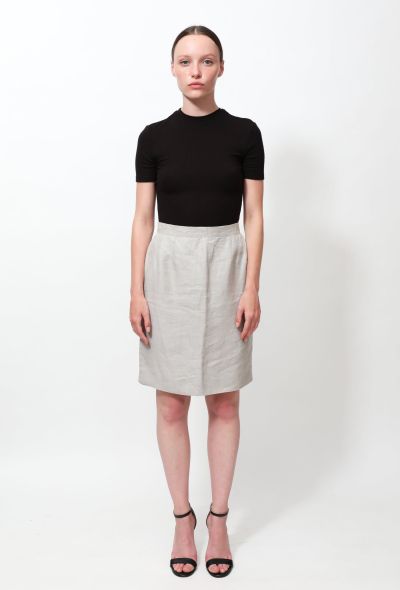 Chanel 80s Side Striped Linen Skirt - 1