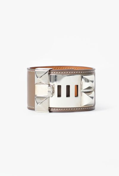 Hermès Taupe Leather Médor Cuff, 2008 - 2