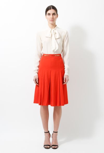 Céline 70s Orange Wool Pleated Skirt - 1