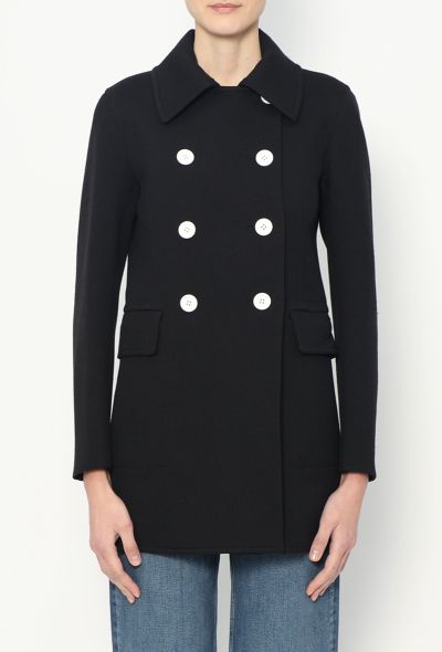 Céline Contrast Button Peacoat - 1