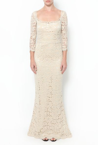 Dolce & Gabbana '90s Ivory Guipure Silk Gown - 2