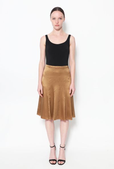 Chanel Brown satin midi Flared Silk Skirt - 1