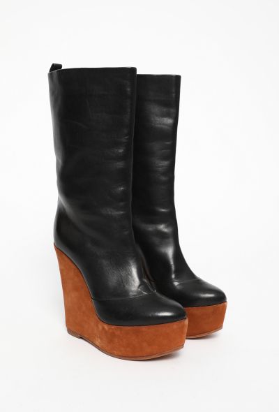 Céline Suede Wedge Leather Boots - 2