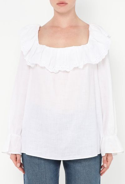 Céline S/S 2020 Ruffled Linen Blouse - 1