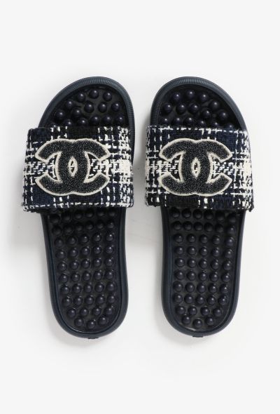 Chanel 2018 Tweed 'CC' Slides - 1