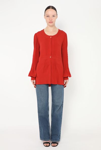 Chanel Bishop-Sleeve Silk Blouse - 2
