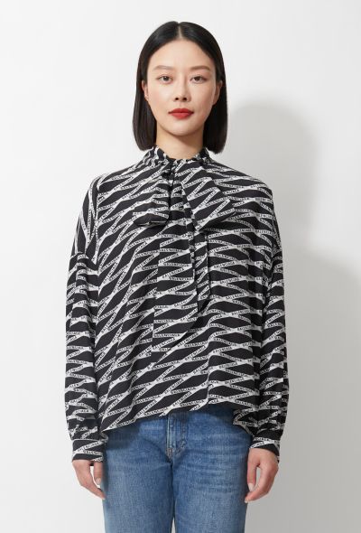 Balenciaga 2019 Logo Printed Lavallière Blouse - 1