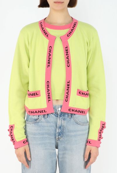 Chanel Neon Cashmere Cardigan Set, Resort 1995 - 1