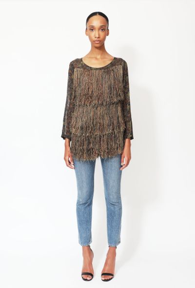 Dries Van Noten Tiered Fringe Silk Top - 2