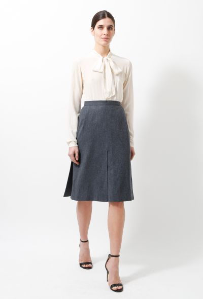 Saint Laurent 70s Slitted Grey Wool Skirt - 1