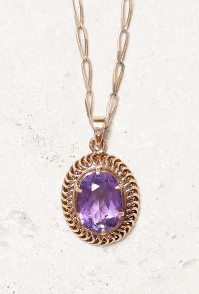 Vintage Fine Jewelry 18k Gold & Amethyst Pendant - 1