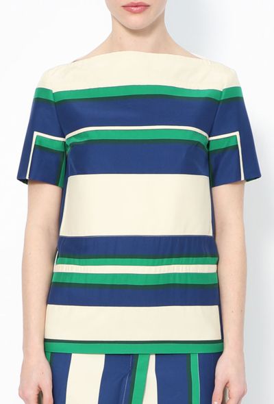 Céline S/S 2011 Striped Bicolor Silk Top - 1