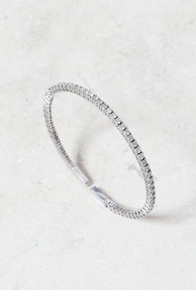 Vintage Fine Jewelry 18k White Gold Diamond Open Bangle - 1