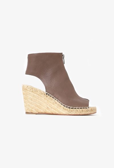 Céline Leather Zip Espadrille Wedges Taupe brown - 1