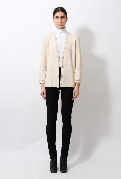 Ted Lapidus Metallic Trim Cream Cardigan - 2