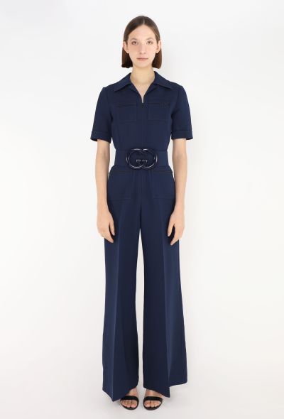 Gucci S/S 2018 Belted 'GG' Jumpsuit Navy - 1