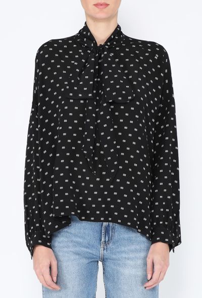 Balenciaga 2018 Silk 'BB' Logo Lavallière Blouse - 1