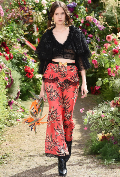 Rodarte S/S 2018 Printed Silk Lace Pants - 2