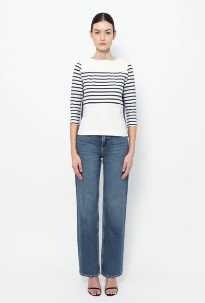 Céline Leather & Cotton Marinière Top - 2