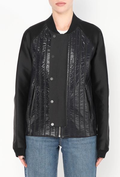 Balenciaga Patent Ribbed Bomber Jacket - 1
