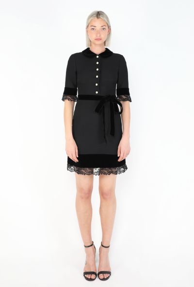Gucci 2017 Black Silk Lace Pearl Dress - 1