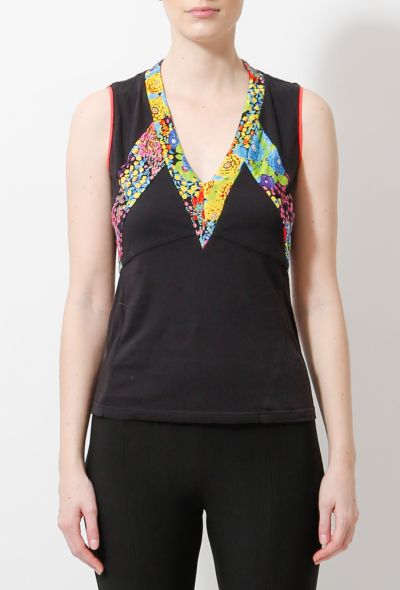 Balenciaga 2004 Black Floral Print Tank - 2