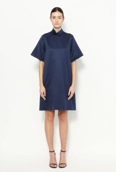 Céline Navy Silk Shift Dress with Elevated Collar – 2013 - 1