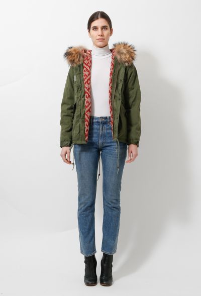 Quilted Fur Hooded Khaki Parka - 1