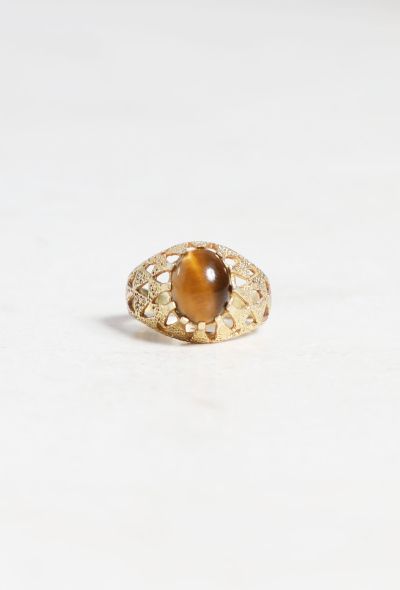 Vintage Fine Jewelry 18k Yellow Gold and Tiger's Eye Ring - 1