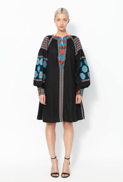 Vita Kin Embroidered Linen Tassel Tunic – Black Bicolor - 1