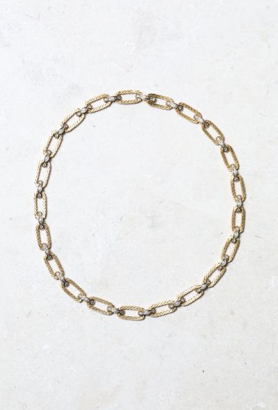 Vintage Fine Jewelry Vintage 18k Gold & Diamond Chainlink Necklace - 2