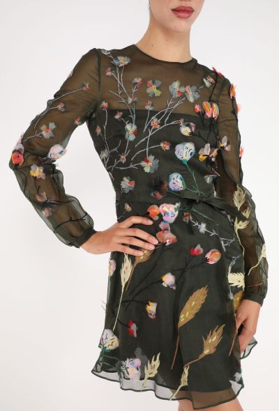 Valentino Floral Appliqué Organza Dress - 2
