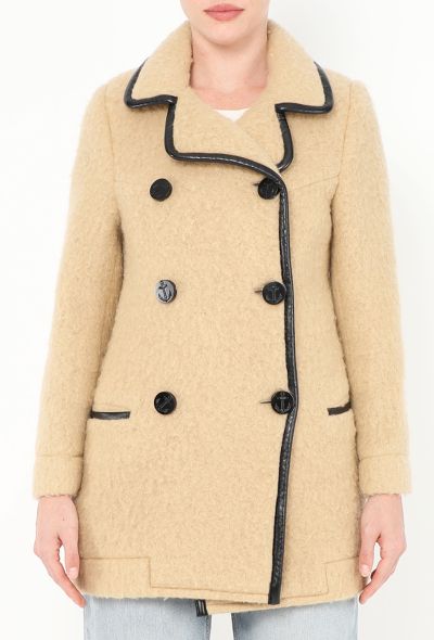 Balenciaga Early 2000s Felted Leather Trim Peacoat - 2
