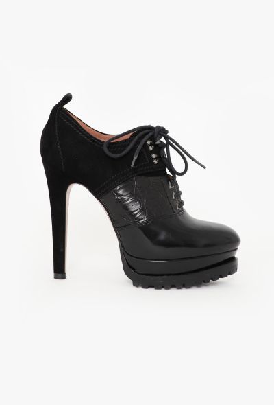 Alaïa Textured Leather Platform Boots - 1