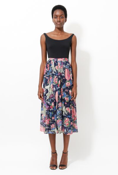 Kenzo '80s Pleated Flower Print Maxi Skirt - 1