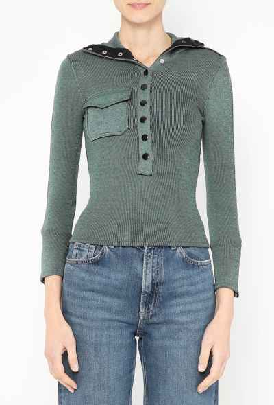 Balenciaga Ribbed Turtleneck Top - Green (F/W 2003) - 1