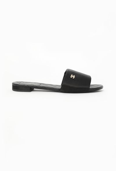 Chanel 2022 Satin Quilted 'CC' Slides - 2