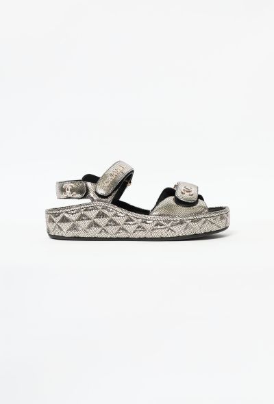 Chanel 2020 Metallic Quilted Sandals - 1