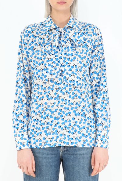 Saint Laurent Early '80s Poppy Lavallière Blouse - 1