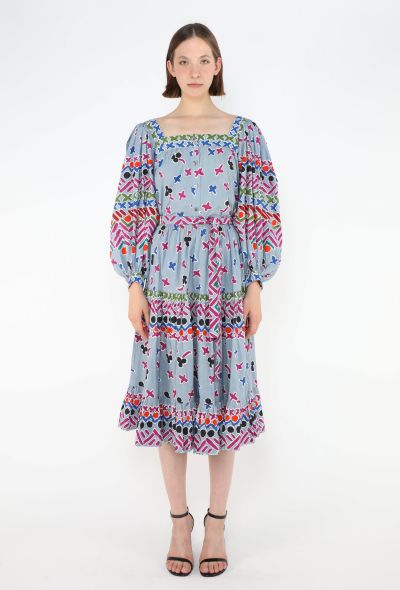 Saint Laurent 1979 Belted Printed Peasant Ensemble - 1