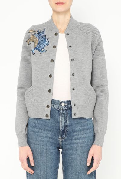 Alexander McQueen Embroidered Griffin Ribbed Cardigan - 1