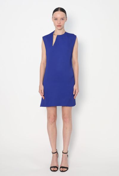 Céline 2014 Metallic Collar Shift Dress – Indigo Blue - 1