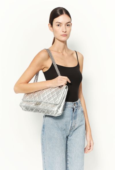 Chanel Silver Metallic 2.55 Maxi Flap Bag - 2
