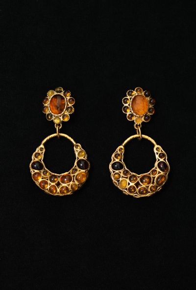 Chanel 1994 Çitrine Glass Clip Earrings - 2