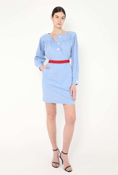 Saint Laurent '70s Ruched Cotton Smock Dress - 1