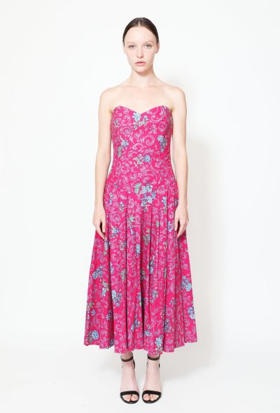 Laura Ashley '80s Floral Belted Cotton Bustier Dress - 2