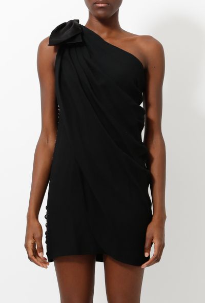 Azzaro One Shoulder Rhinestone Bow Dress - 1